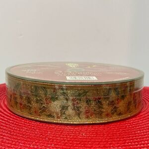 Members Mark Wired Ribbon Gold with Holly 55 yards NWT